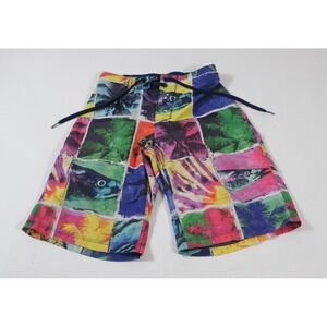 Salt Life Board Shorts Boys Size YSM Multicolor Fish Palm Tree Print Swim Trunks